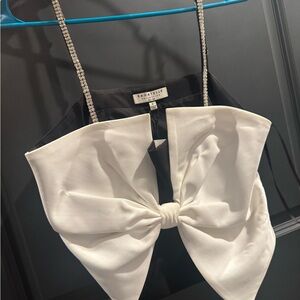 Bagatelle Black and White Camisole with Bow